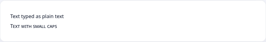 Plain text and a version with small caps