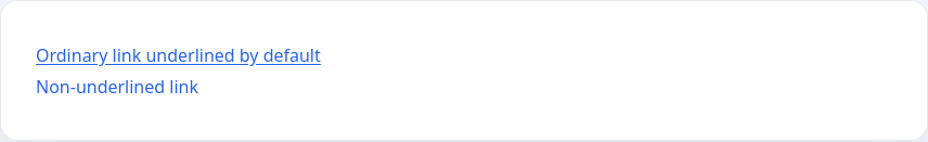 Two links, one underlined and one without decoration