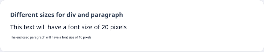Different sizes for the div and nested paragraph