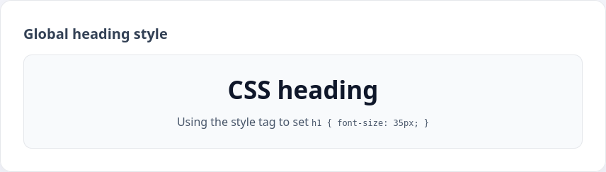 Result of setting global h1 size