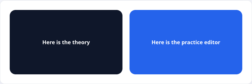 Two flex columns for theory and practice
