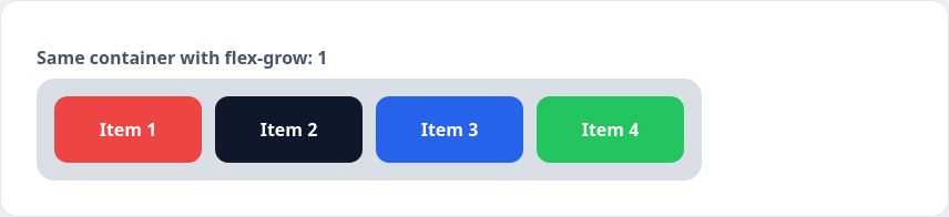 Элементы растягиваются равномерно благодаря flex-grow: 1